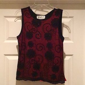 Joseph A Sequined Black/Red Top